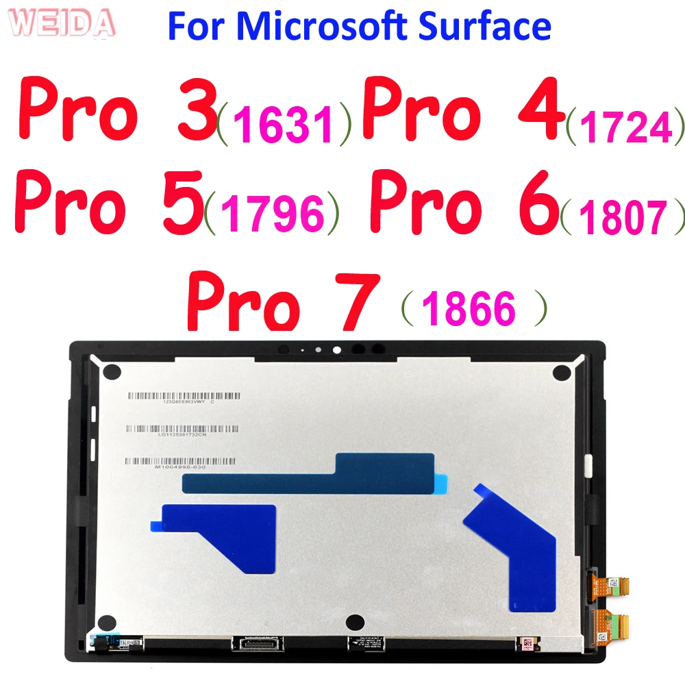 Original LCD For Microsoft Surface Pro 3 1631 Pro 4 1724 Pro 5 1796 Pro 6 1807 Pro 7 1866 LCD Display Touch Screen Assembly