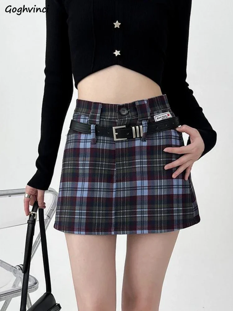 

S-3XL Plaid Skirts Women Summer New High Waist Kawaii Mini Fashion Schoolgirls A-line Simple All-match Korean Style Casual Daily