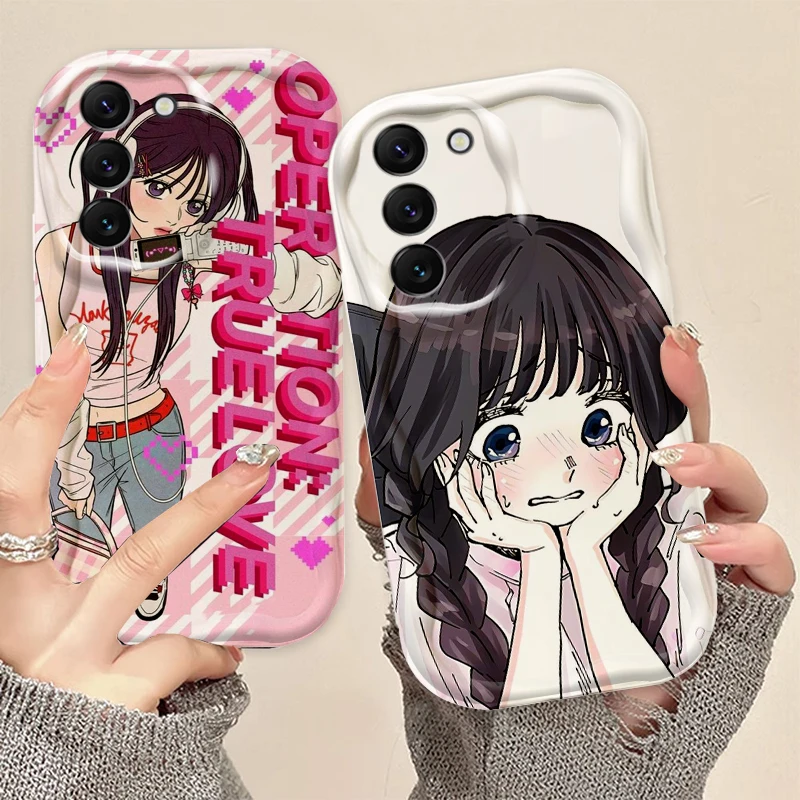 

Japanese Anime Girls Pink For Samsung S24 S23 S21 S20 Ultra Plus FE A73 A72 A71 A51 A31 A05S A05 A04 5G Wave Oil Funda