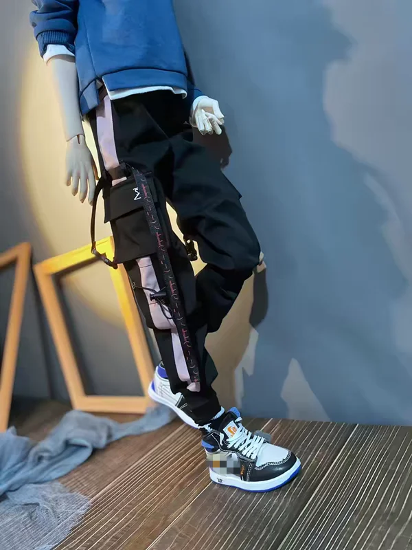 bjd-ドールパンツ-1-3-popo68-73uncle-サイズに適しています-スポーツ-ヒップホップ-トレンディパンツ-ワークウェアパンツ-3-色-サイドストライプ-ホワイト-ブラック