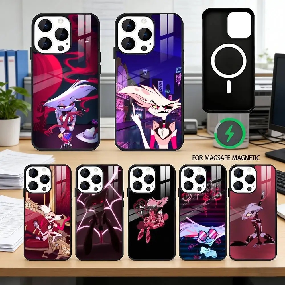 

Чехол для телефона H-hazbin hotel angel dust для iPhone 17, 16, 15, 14, 13, 12, 11 Plus, Pro, магнитный, для беспроводной зарядки Magsafe