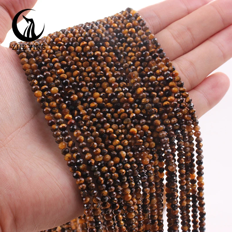 Wholesale Natural 3x4mm Tiger Eye Stone Beads Tiny Loose Faceted Beads for Jewelry Making DIY Bracelet Accessories