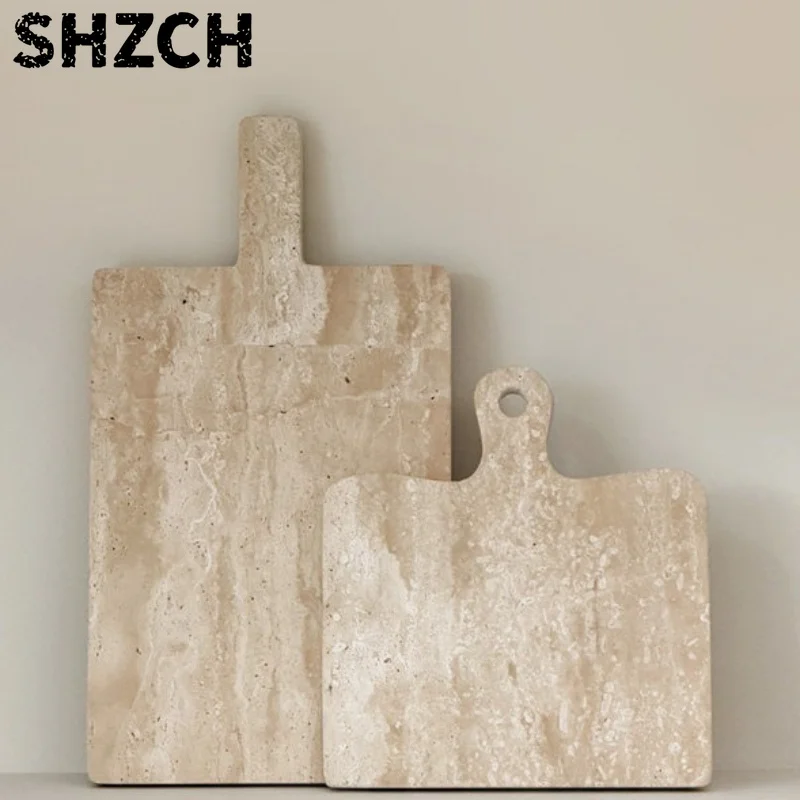 Minimalist Natural Stone Cutting Board Kitchen Chopping Board Food Serving Platter for Restaurant Decor Cold Dish & Bread Tray