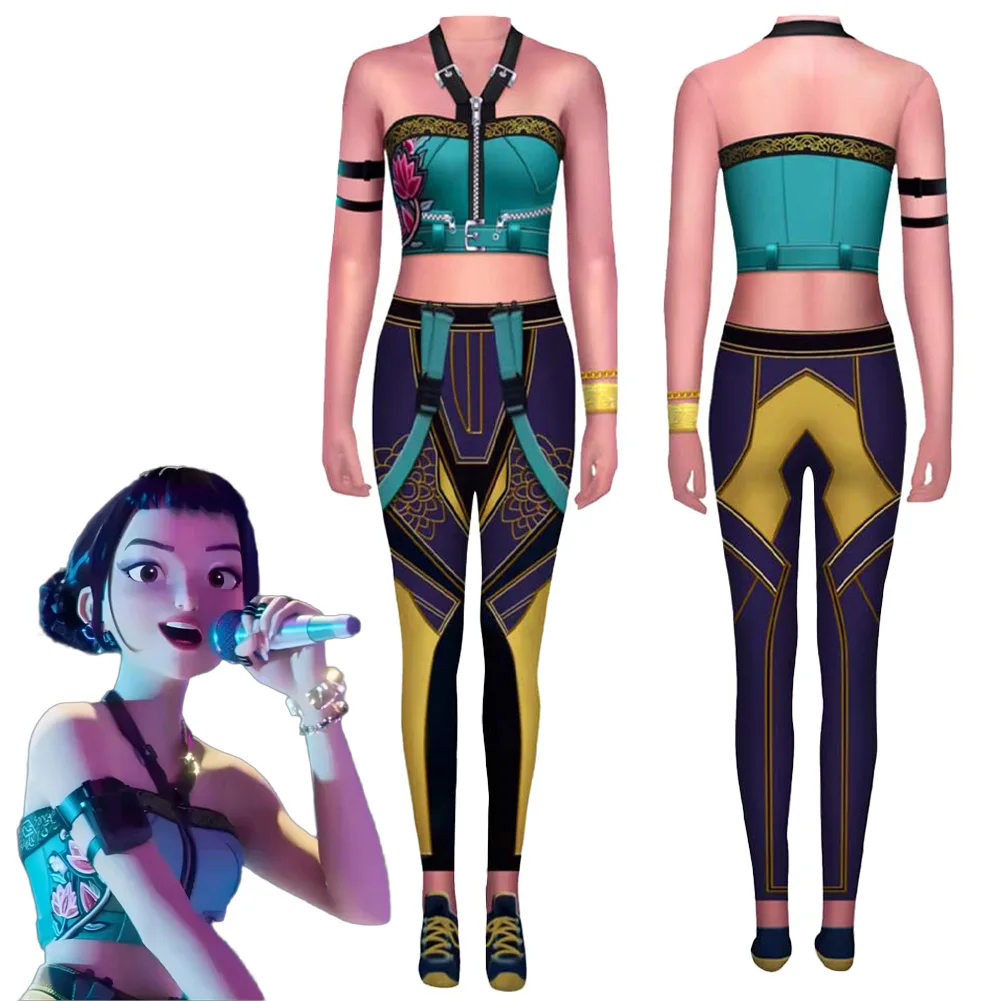 

2025 Cartoon Demon Hunter of KPop Cosplay Zoey Jumpsuit Clothing Hallowmas Carnival Party Roleplay Suits Outfit For Women