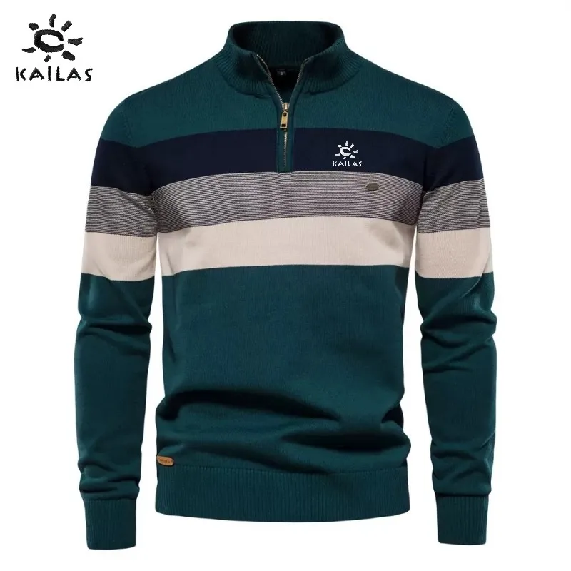 

New autumn and winter men's high-quality knitted long sleeved half zipper polo shirt men's fashionable casual warm versatile top
