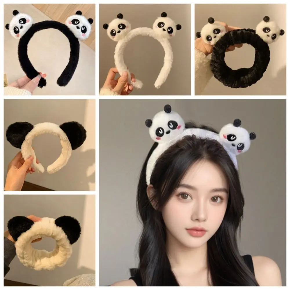 Exquisite Cartoon Plush Headband Kawaii Furry Panda Hair Hoop Animal Ears Makeup Headwear Women