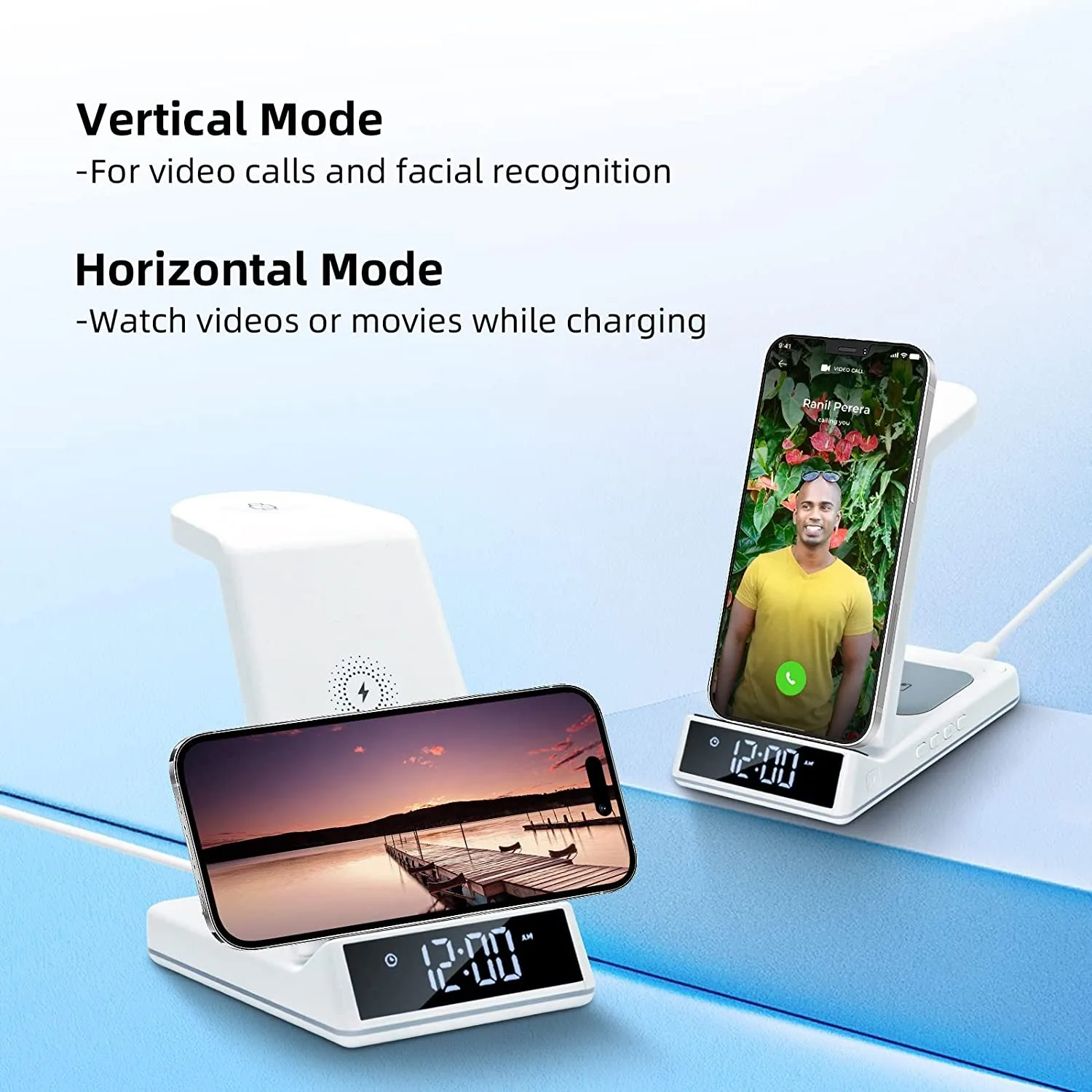 Wireless Charger 3 in 1 15W Qi Faster Charging Station With Lamp/Clock For iPhone 14 Plus 13 12 11 Pro Max X iWatch 8 7 AirPods