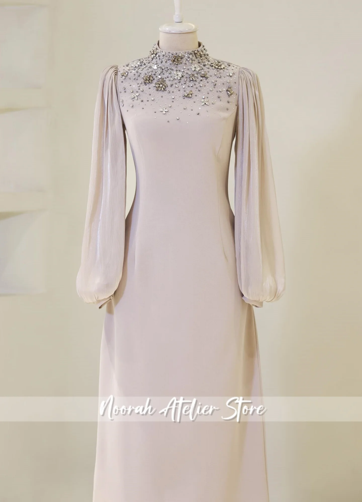 فساتين سهرة نسائية فاخرة جديدة مطرزة باللون الأسود H N 2025 دبي الإسلامية بأكمام طويلة فستان رسمي مخصص