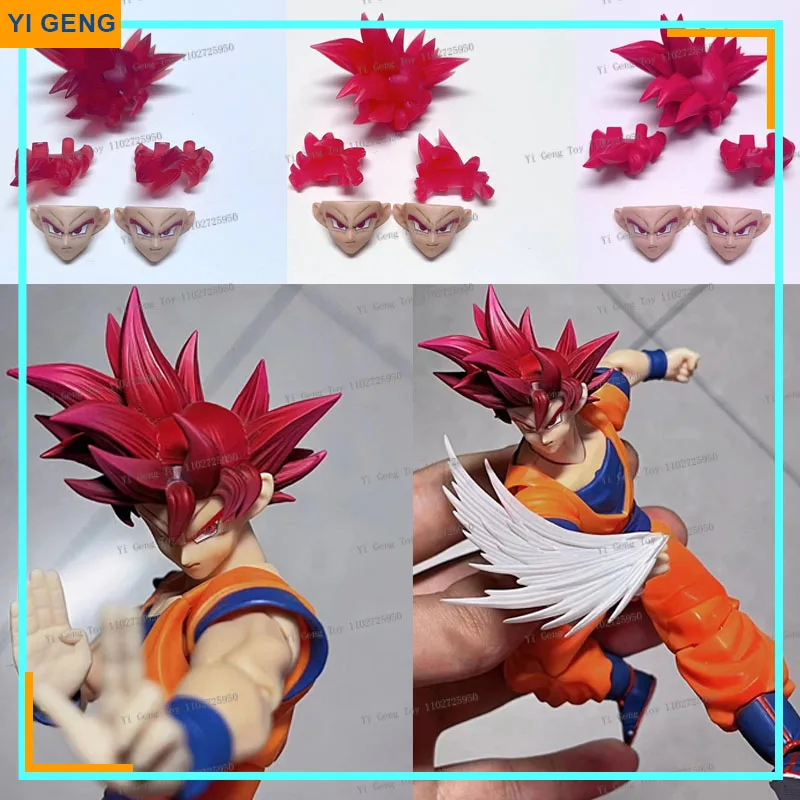 

Tigery Dragon Ball Shf Super Saiyan God Son Goku Red Hair Ultra Instinct Heads Accessories Kit Anime Action Figure Model Toys