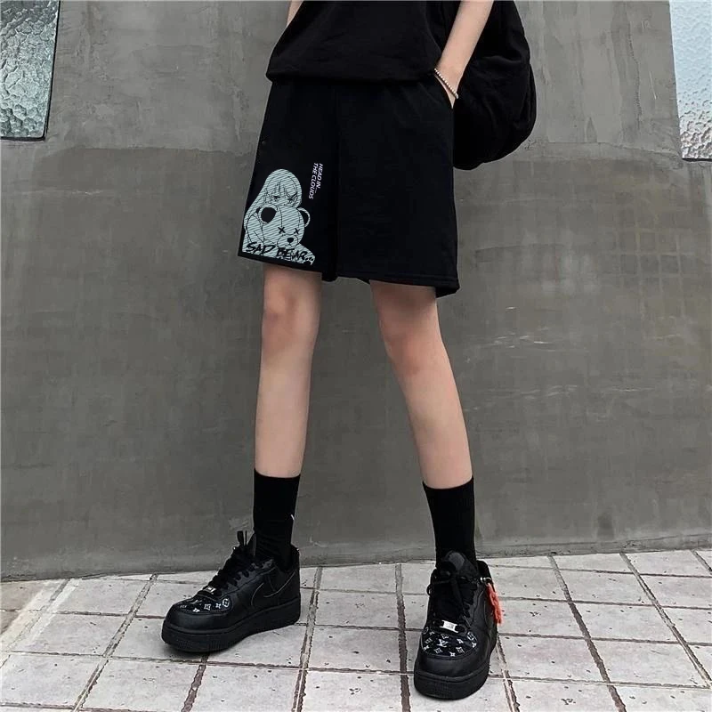 2022 New Gothic y2k cute bear print shorts Korean fashion casual shorts Harajuku retro street pants shorts female direct sales