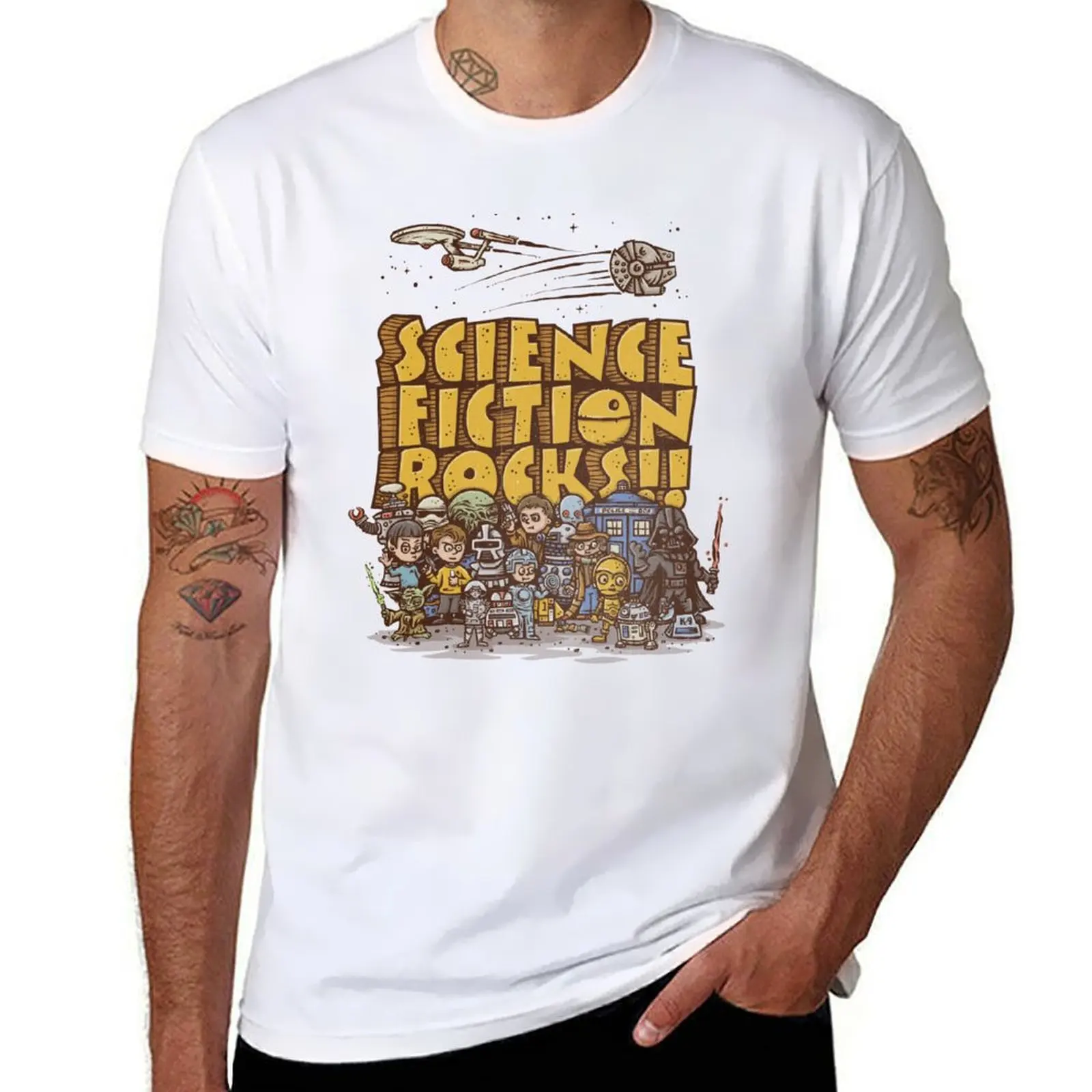 

Science Fiction Rocks T-Shirt man t shirt heavy cotton mens graphic t shirts t shirt men 100% cotton luxury brand T-shirt