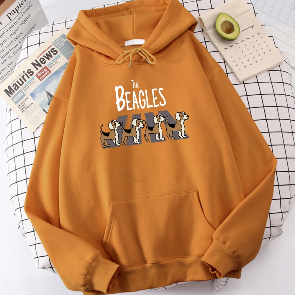 The Beagles Simplicity Printing Mens Hoody Harajuku Fleece Sweatshirt Fashion Crewneck Hooded Casual Oversize  Streetwear