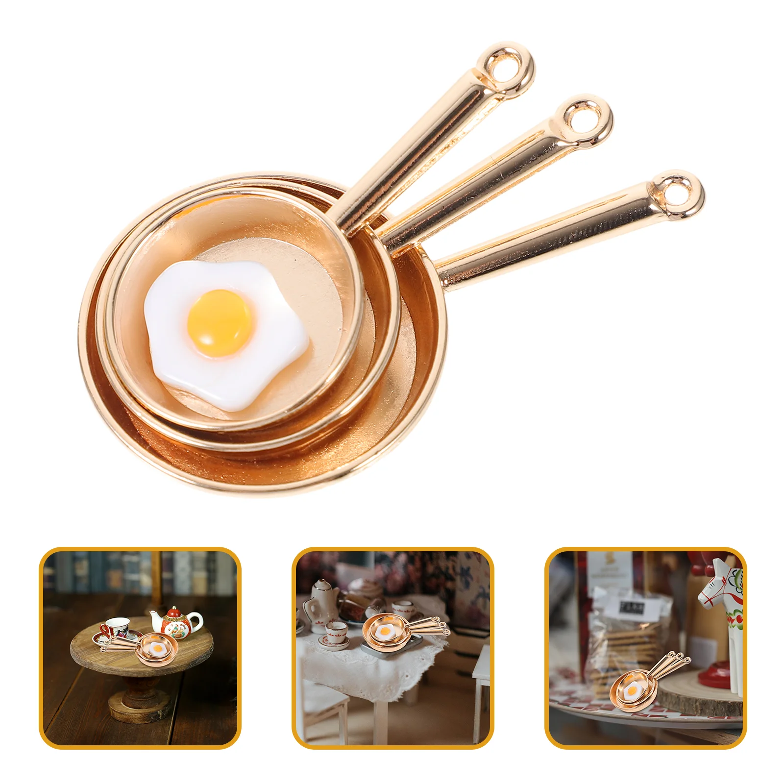 Griddle Mini House Miniature Pots Accessory Ornaments Simulation Pans Accessories Decor Iron Decorative Frying Models Toys