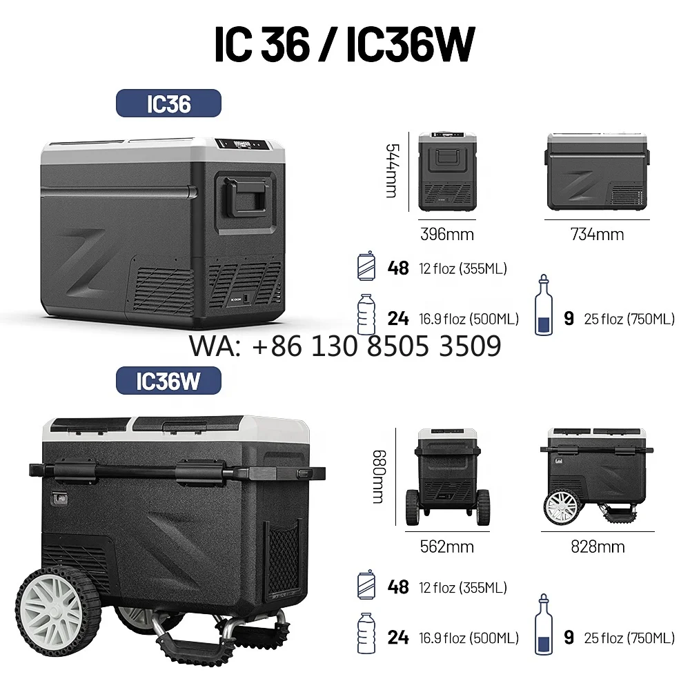 

2 in I Design IC36W 36L Fast Cooling Portable Electric Cooler 12V Mobile Refrigerators Mini Car Fridge With Ice Maker