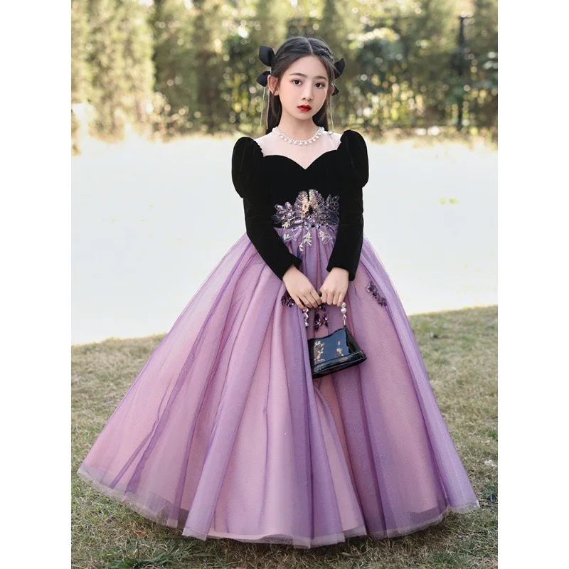 Fashion Children Princess Dresses Piano Performance Formal Costumes Girls Fashion Shows Elegant Luxury High Quality Gowns