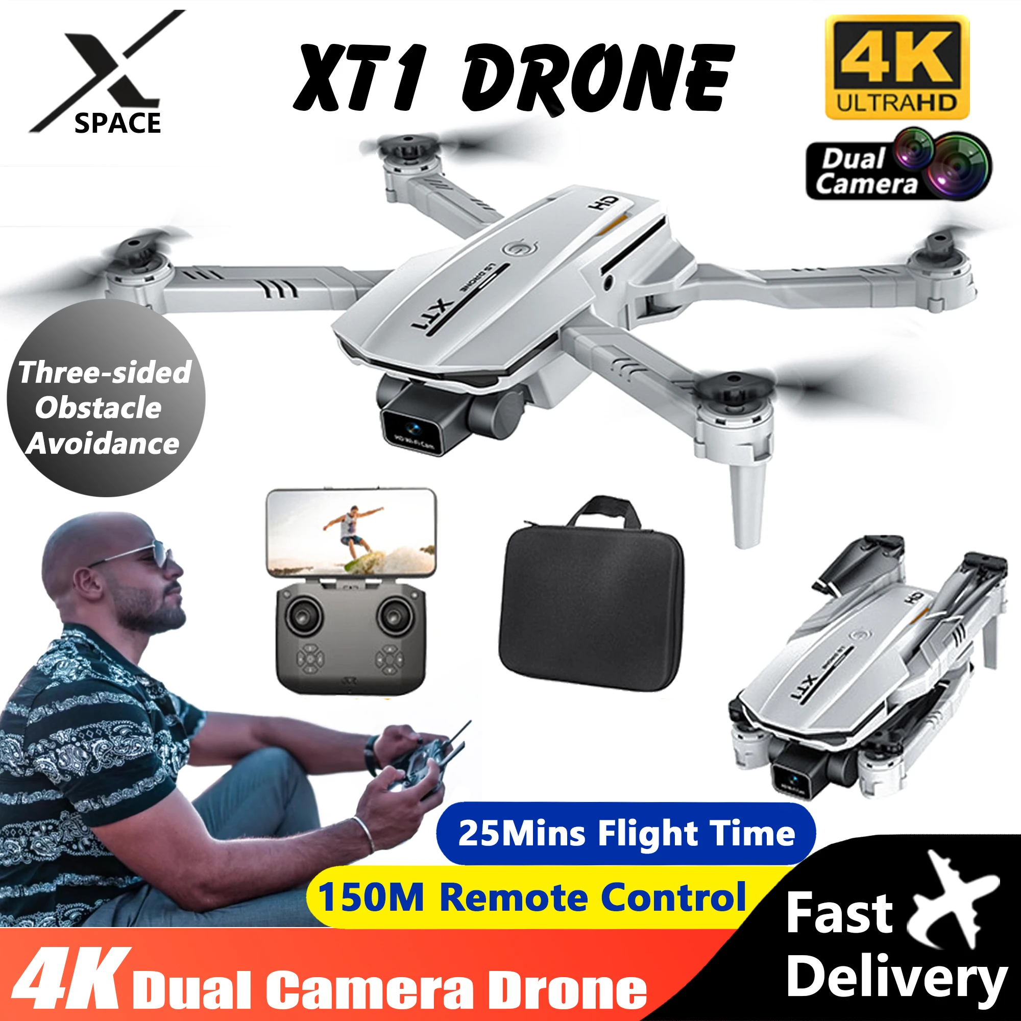 The New Xt1 Mini Drone 4k Professional Hd Camera Three-sided Obstacle Avoidance Four-rotor Remote Control Helicopter Toys Gifts