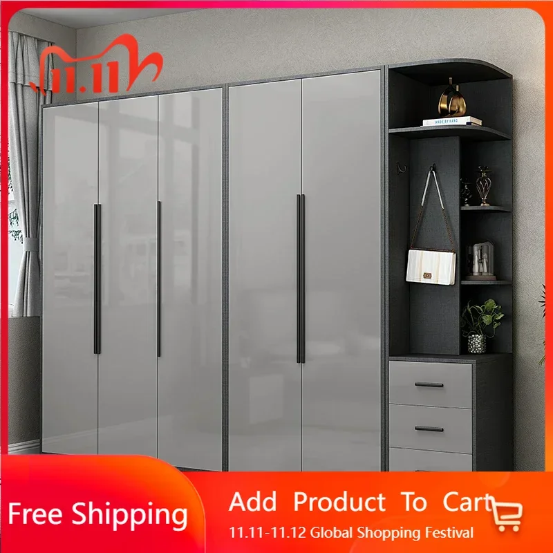 

Luxury Nordic Wardrobe Wooden Storage Organizers Aesthetic Partitions Wardrobe modern drawers door guarda roupa home furniture