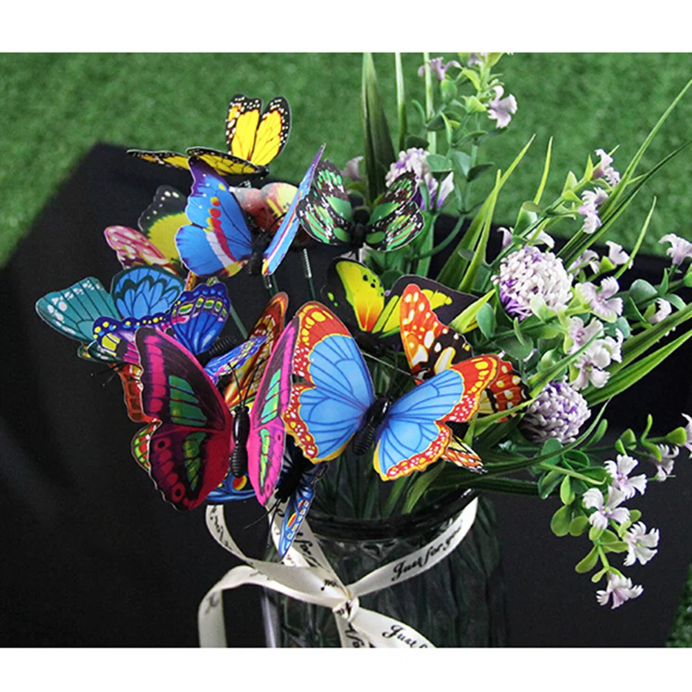 

24pcs Artificial Butterfly Stakes Simulation Butterflies For Garden Outdoor Indoor Plant Decor Flowerpot Ornament Sticks