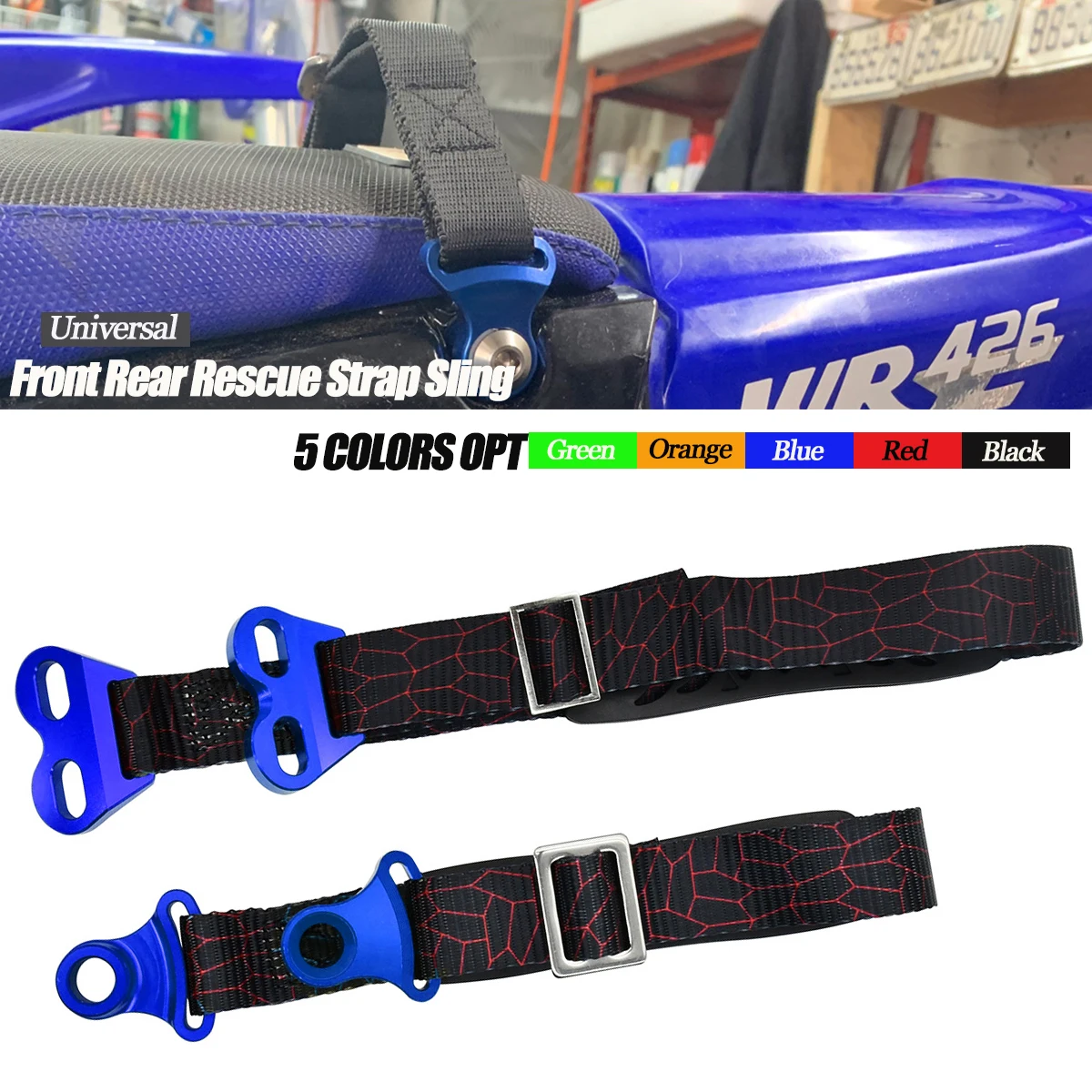 

New CNC Front Rear Rescue Strap Sling Pull Belt For YAMAHA HONDA KAWASAKI CR CRF XR YZ WR WRF KXF KLX 85 125 150 250 450 R RX F