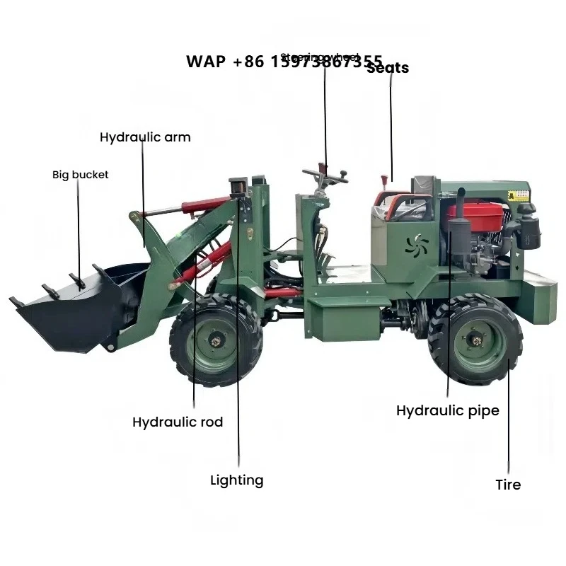 Mini Internal Combustion Forklift with Wheel Loader Garden Shovel Articulated Battery for Small Farm Operations Wheel Loaders