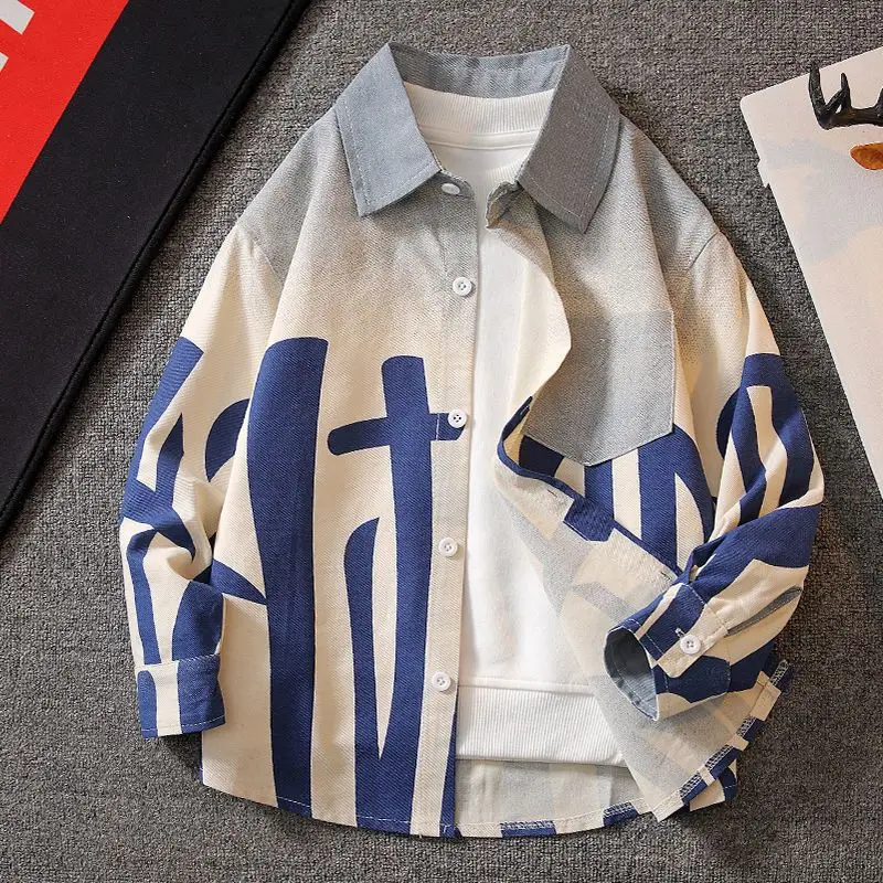 

New Men's Casual Loose Shirt Trendy Design Autumn Fashionable All-Match Outerwear Standard Fit Long Sleeve Pure Color Unisex