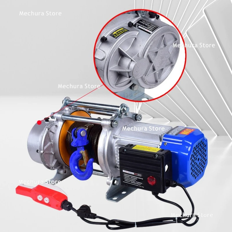 Portable Electric Hoist Winch Aluminum Shell, 220V/380V Dual Voltage Home Garage & Construction Site Steel Wire Rope Crane JT40