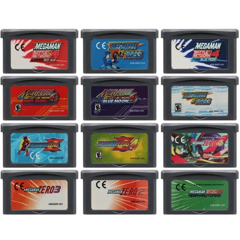 

GBA Mega Man Series 32 Bit Video Game Cartridge Console Card Bass Red Sun Blue Moon Zero 1 2 3 4