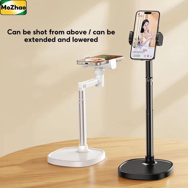 MoZhao Phone Desktop Stand Live Broadcast Overhead Adjustable Lifting Telescopic Selfie Rotating Aluminum Alloy Support Frame