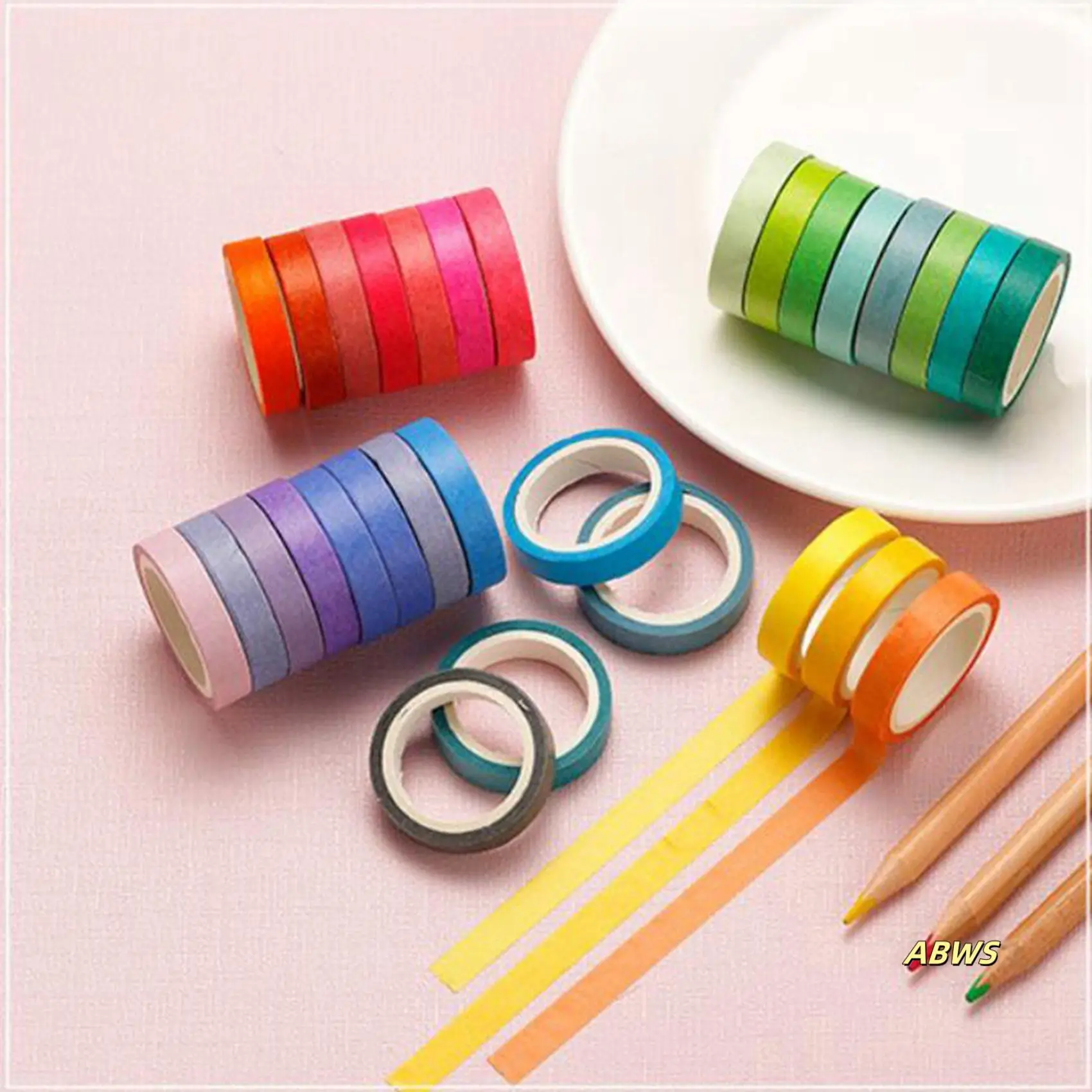 

120 Pcs Basic Solid Color Washi Tape Rainbow Masking Tape Decorative Adhesive Tape Sticker Scrapbook Diary Stationery