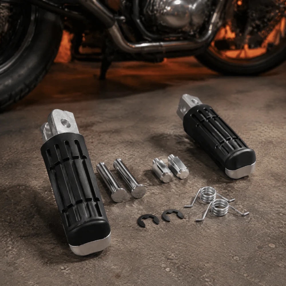 2pcs Complete Kit Motorcycle Foot Pegs Spring Pins Hardware Kit Front Foot Pegs Mounting Hardware Driver Footrest Assembly