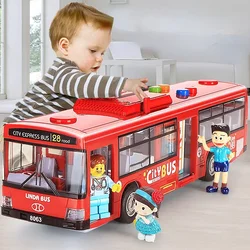 High Quality Simulation Bus Large Size Drop-resistant Light Music Inertia Bus Model Pull Back Car Educational Toys Gifts