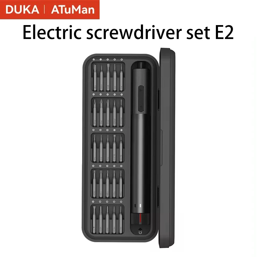 Duka Atuman E2 طقم مفك براغي كهربائي دقيق قابل لإعادة الشحن 2 عزم دوران تروس 200 Type-C 650mAh برغي S2 لقمة دقيقة من الفولاذ