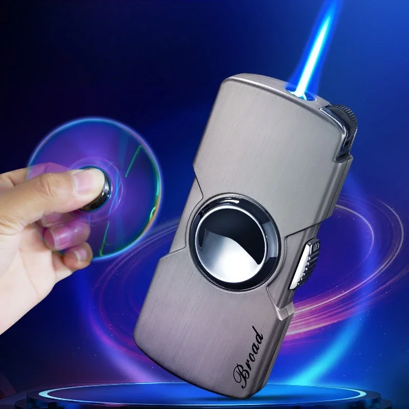 2027 Mini Fingertip Gyro Windproof Straight Forward Blue Flame Lighter with Grinding Wheel Straight Forward, Gift Lighter