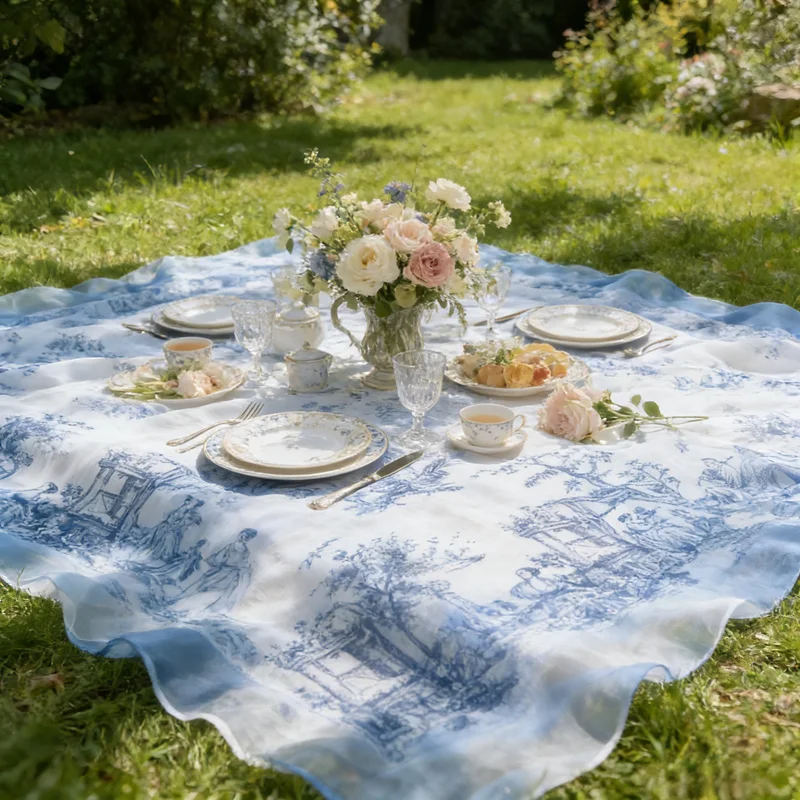 1 Yard Chiffon Fabric Designer Vintage Blue Flower Chiffon Printed Soft Women\'s Summer Dress Sewing Hajab DIY Material