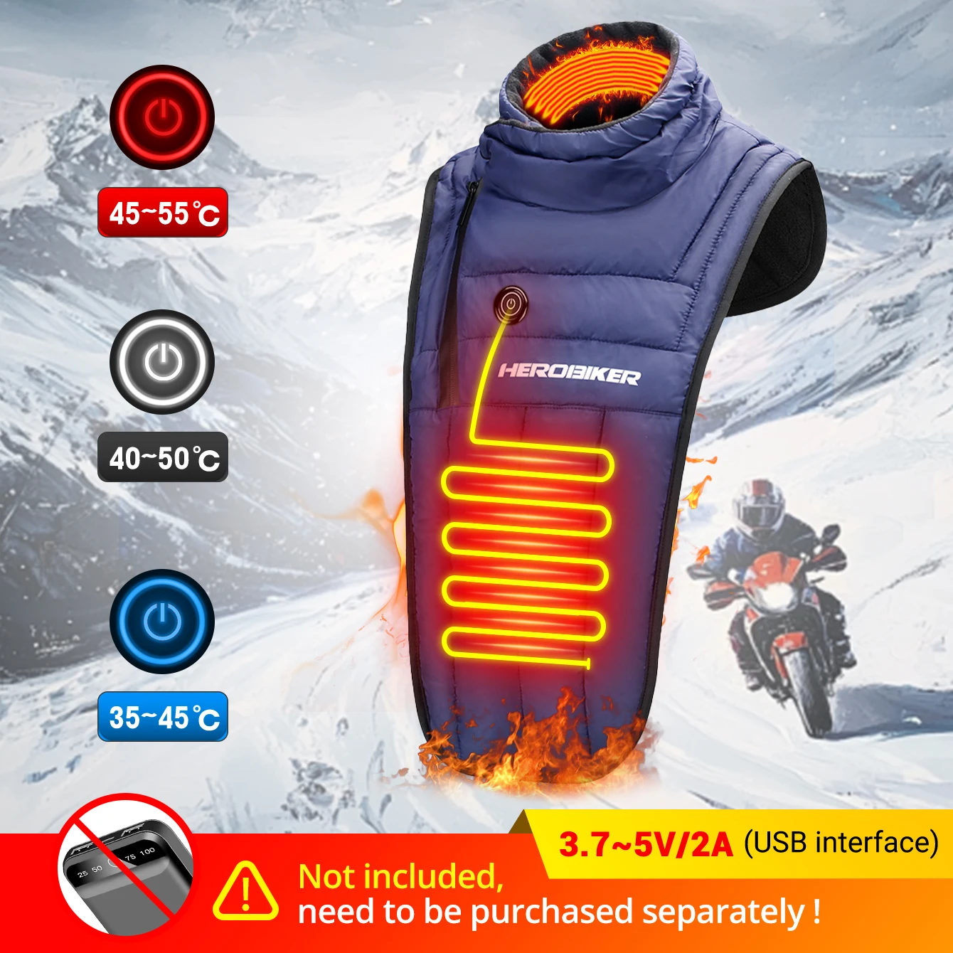 Autumn Winter Waterproof Motorcycle Thermal Neck Heated Scarf Windproof Warm Chest Neck Protector Bibs Rider Collar Balaclava