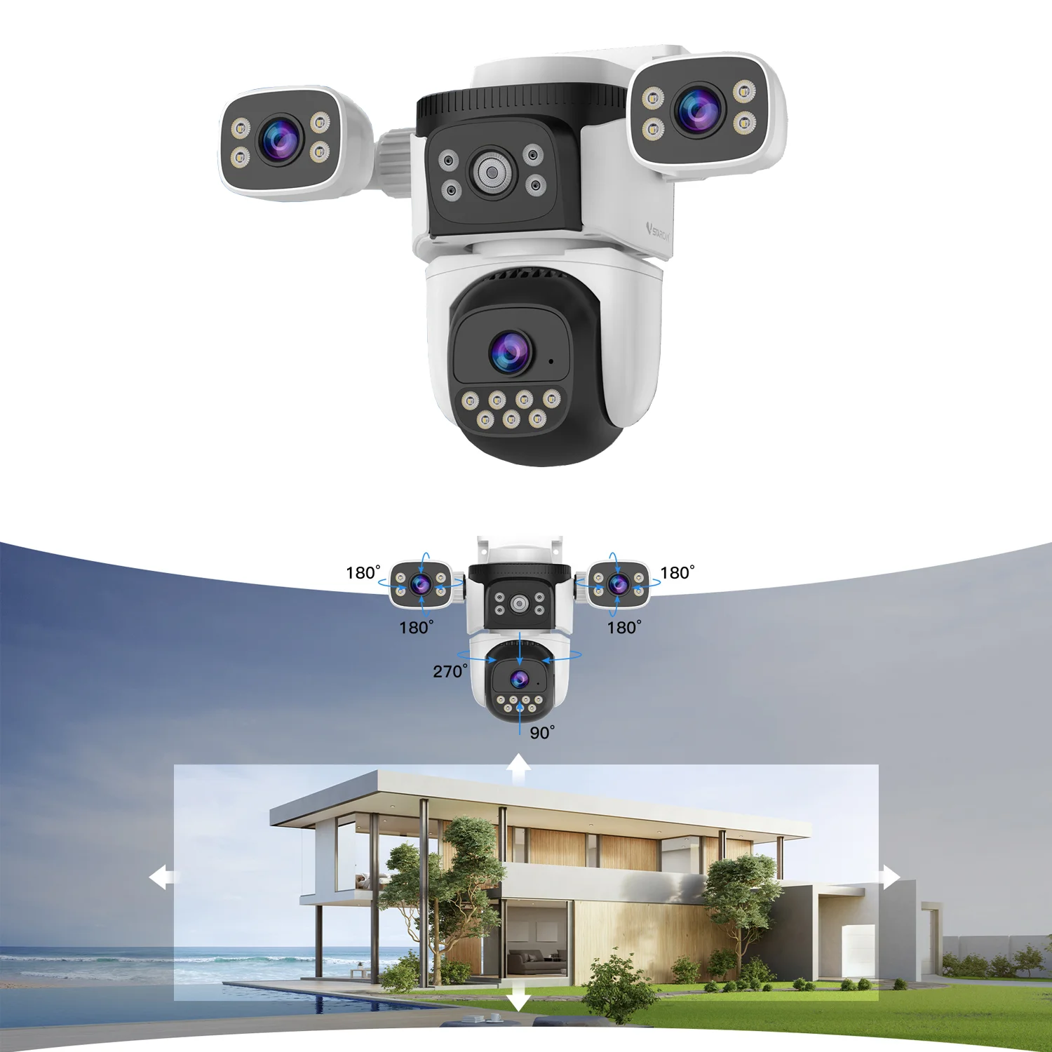 

Vstarcam 6MP O-Kam APP Тройной объектив WIFI IP Купольная камера Полноцветный AI Обнаружение гуманоидов Домашняя безопасность CCTV Радионяня