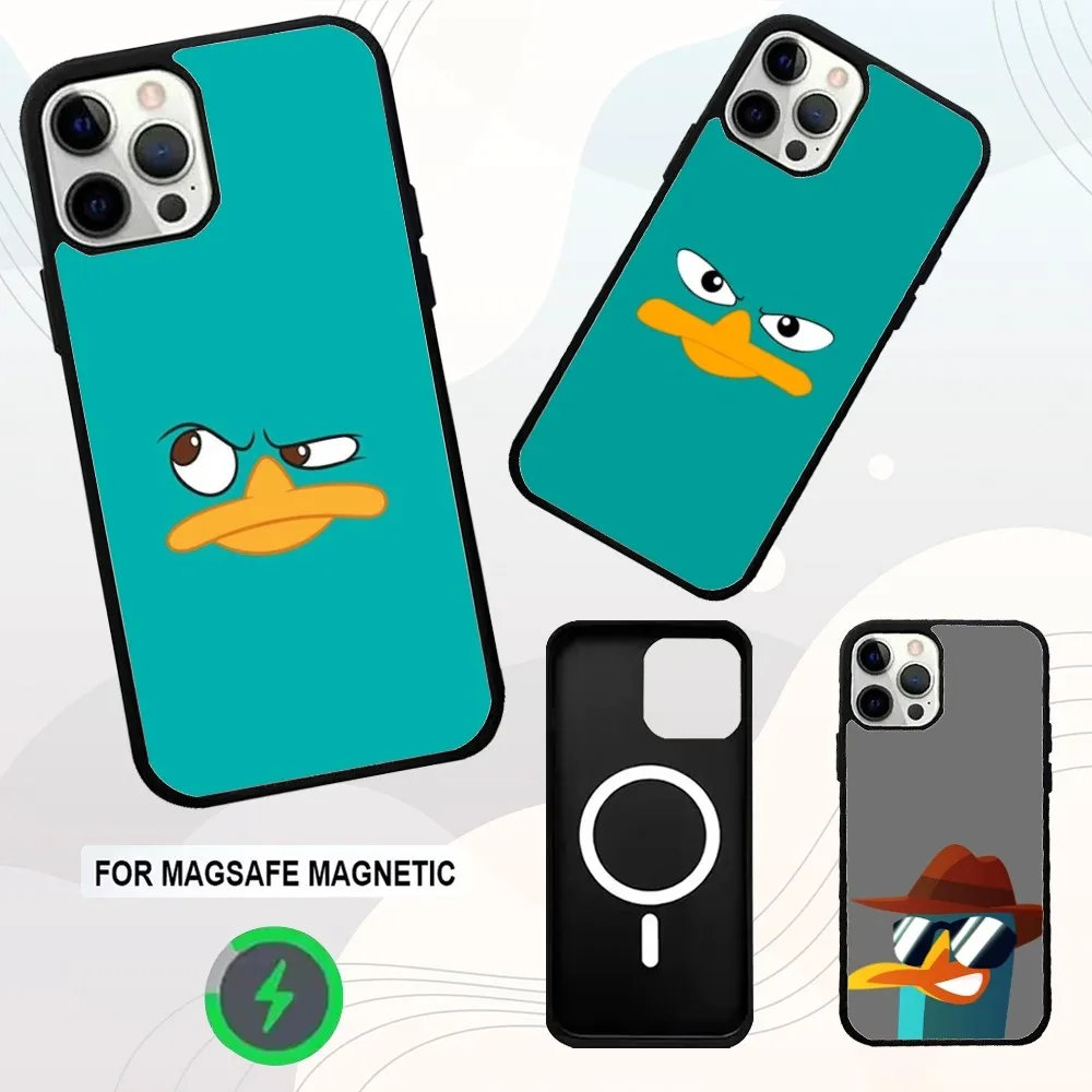 

Cartoon P-Perry The Platypus Phone Case For iPhone 16e,16,15,14,13,12,11,Plus,Pro,Max,Mini Magsafe Magnetic Wireless Charging