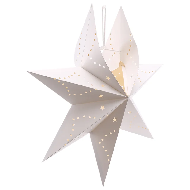 LICE-Hängende 7-zackige Sternenlaterne aus Papier, weihnachtliche hängende Sterndekorationen für Weihnachten, Hochzeit, Geburtstag, Dekoration