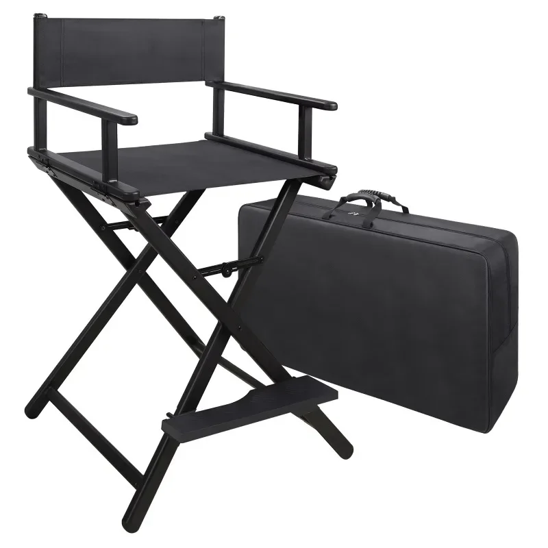 Professional Makeup Chair Set 28-Inch Seat Height Makeup Artist Chair with Two-Way Storage Pocket and Footrest