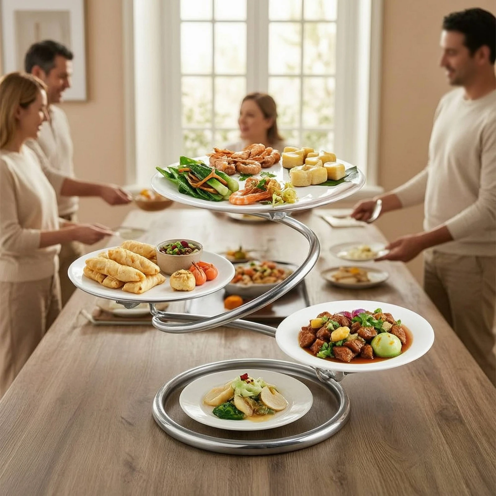 Tiered Serving Stand Multi-Level Spiral Serving Stand Tabletop Space-Saving for Hosts, Parties, Buffets view 6