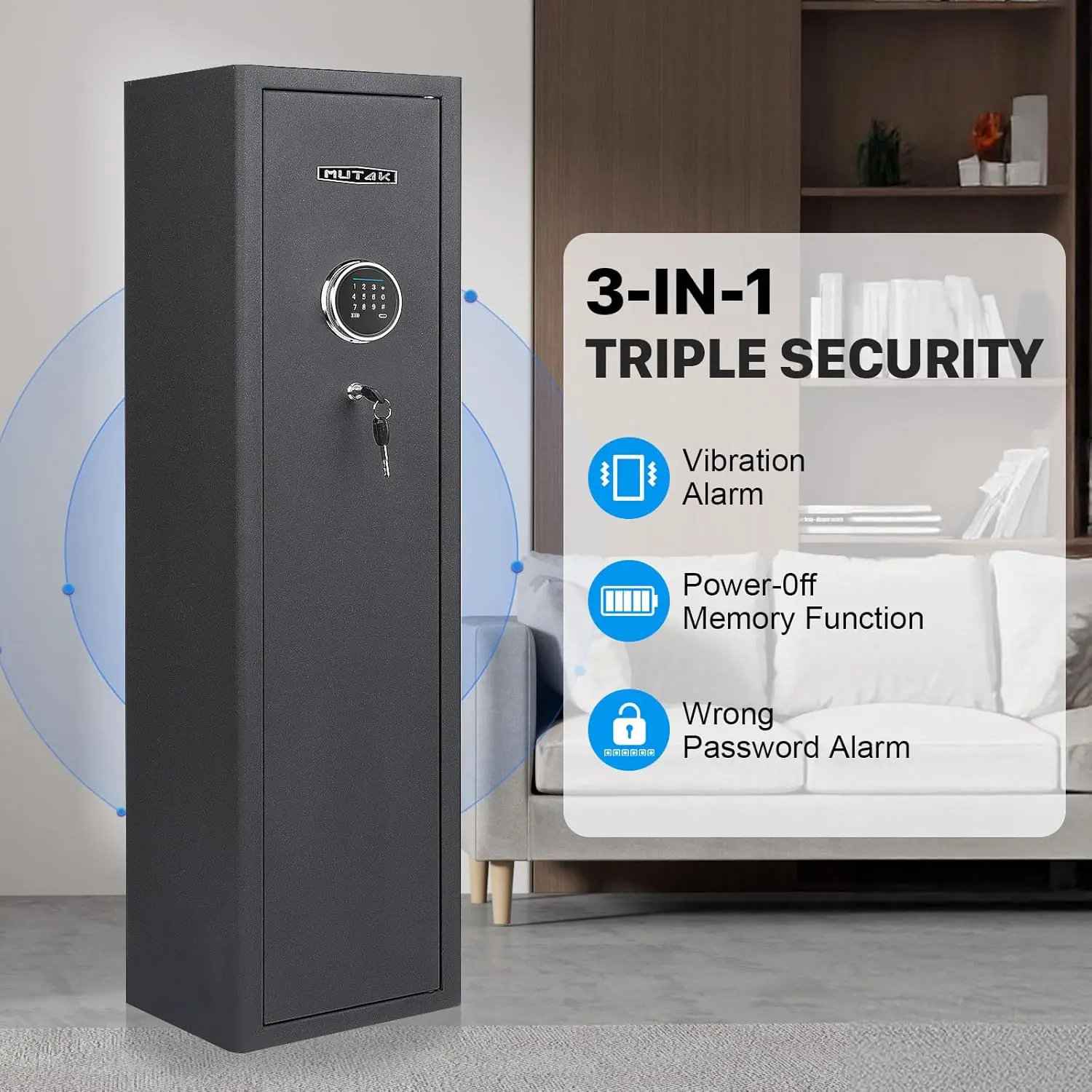 4-5 Gun Safe for Rifle and Pistols, Long Gun Safe for Rifle Shotgun for Home, Quick Access 3-5 Gun Storage Cabinet with Handgun