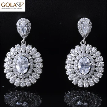 GAOLA Wholesale New Design Fashion Silver Color Copper White Zircon Earring For Women GLE3293