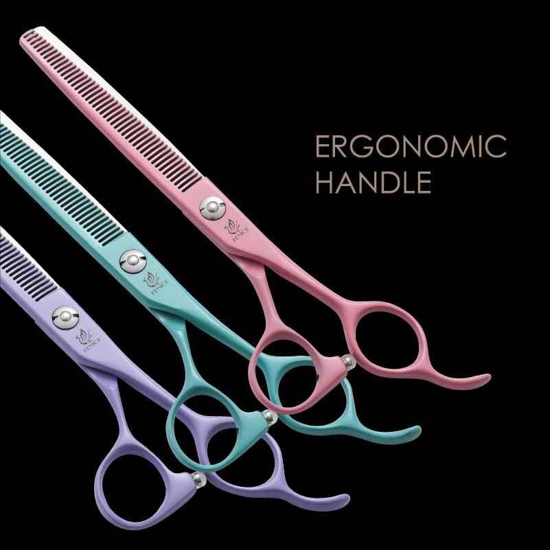 Fenice Professional 6.5/7.0 Inch JP440C Macaron Colorful Pet Thinning Chunker Scissors for Dog Grooming Shears