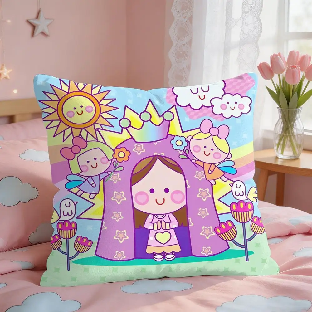 Virgin Mary Art CUTE Cushion Cover Square Short Plush Pillow Case Living Room Sofa Home Decor Funda 40X40