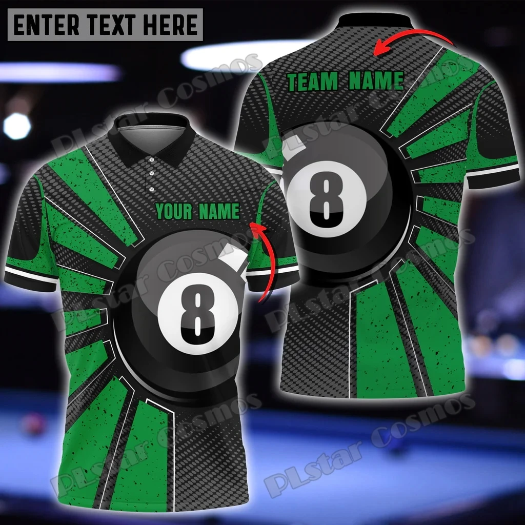 Billiards Ball 8 Colourful Personalized Name 3D All Over Printed Fashion Men's Polo Shirt Summer Unisex Casual Polo shirt WK156