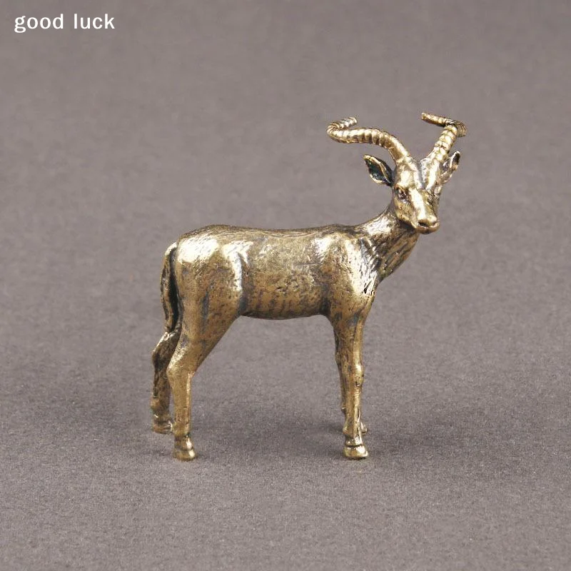Vintage Brass Leader Sheep Statue Desktop Ornament Metal Cute Figurines Miniatures Home And Office Decoration Car Ornaments