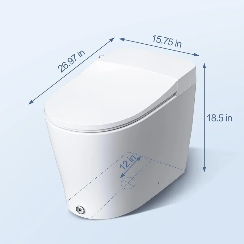 Inodoro inteligente, bomba para baja presión de agua y tapa de apertura/cierre automático, bidé de agua caliente instantánea, asiento calefactable, inodoro inteligente