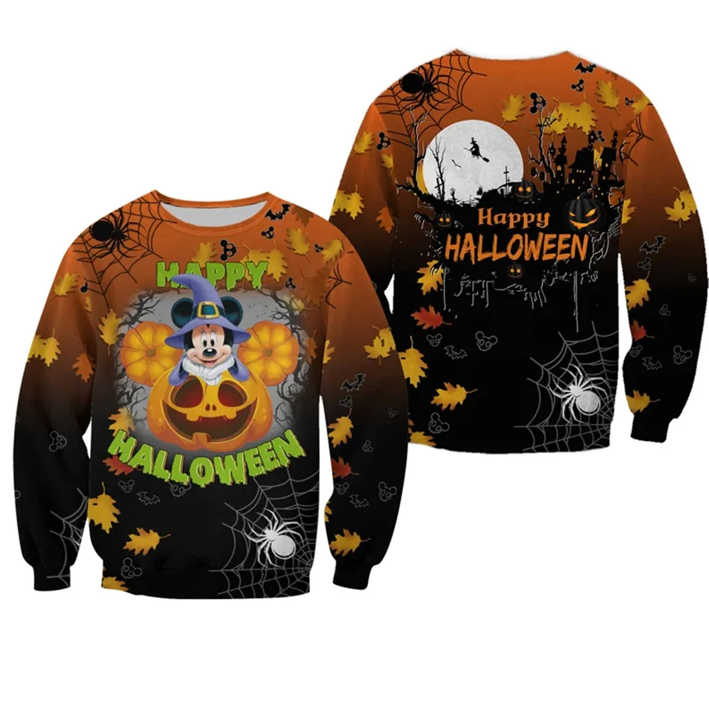 Minnie Mouse Witches Happy Halloween Disney 3D All Over Print Fleece Pullover Zipped Up Hoodies Unisex Outfits Men Women Kids