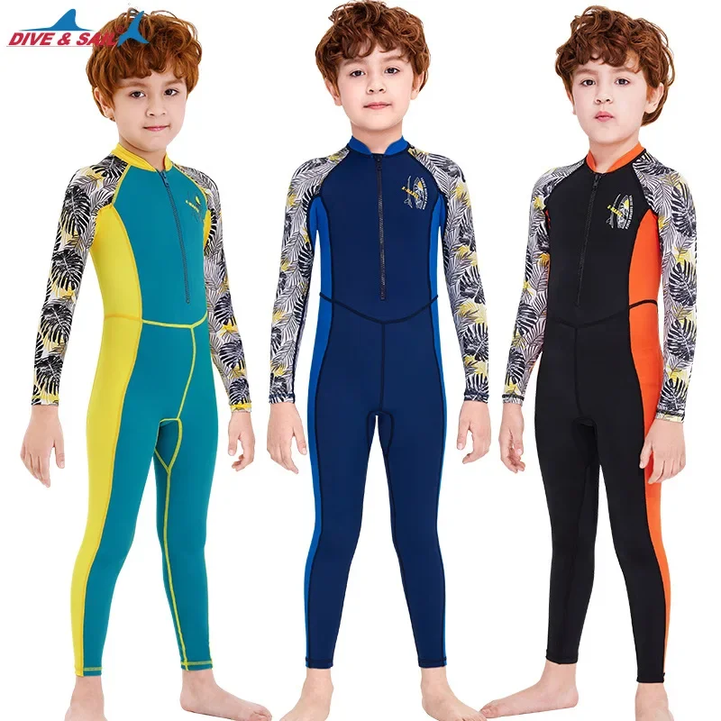 Traje de baño de una pieza para niños, traje de buceo de manga larga, secado rápido, antimedusas, protector solar