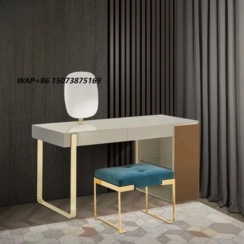 Italian-style Light Luxury Bedroom Dressing Table Designer Postmodern Minimalisthigh-endcustomstainlesssteelsolidwoodmakeuptable